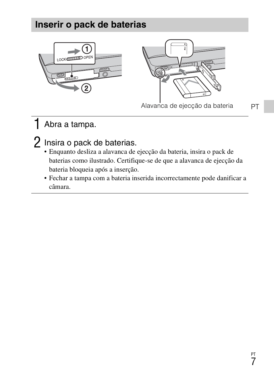 Inserir o pack de baterias | Sony DSC-TX77 User Manual | Page 125 / 551