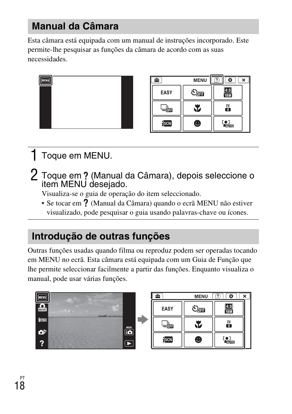 Manual da câmara, Introdução de outras funções | Sony DSC-TX77 User Manual | Page 136 / 551