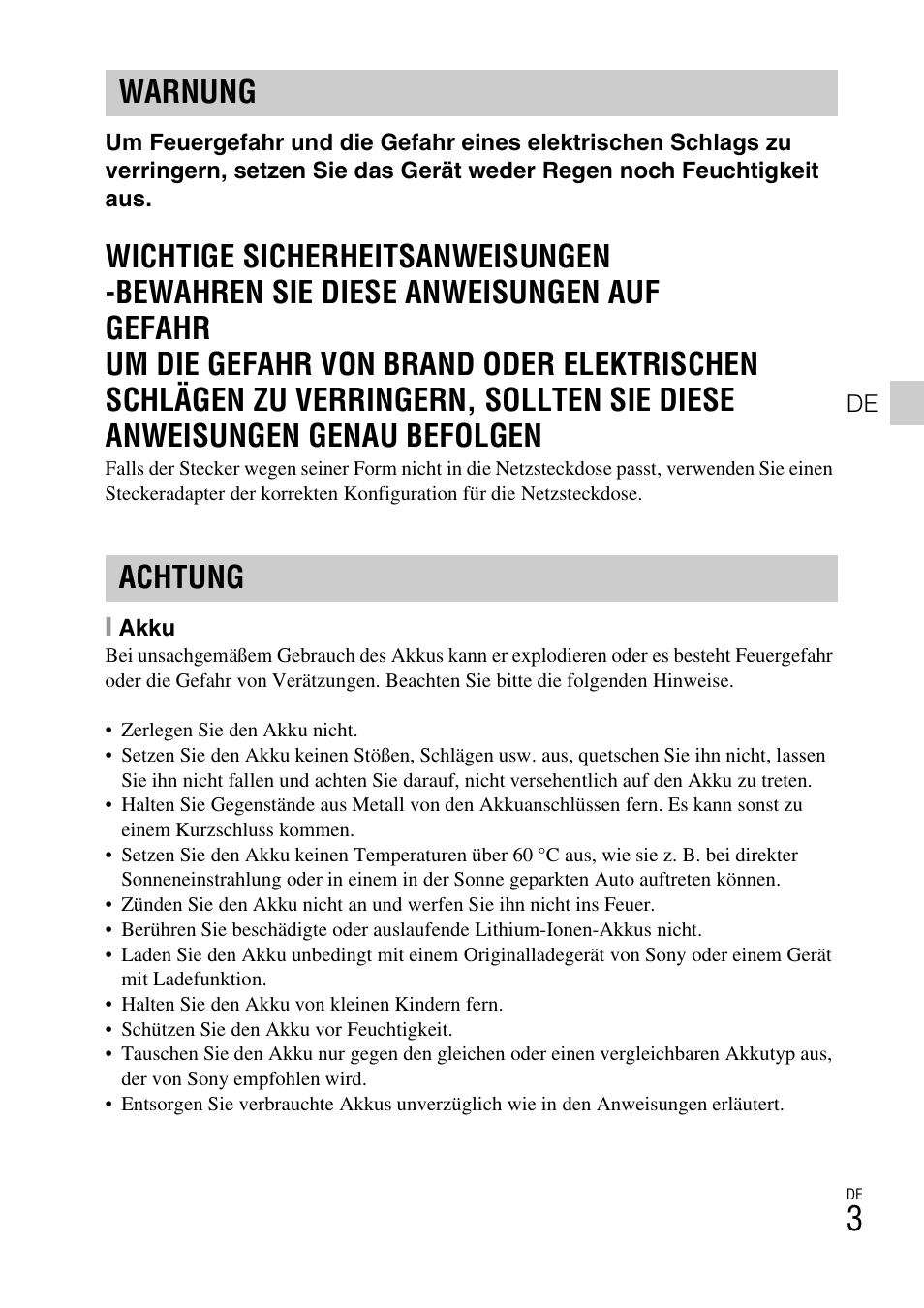 Warnung achtung | Sony DSC-TX77 User Manual | Page 151 / 551