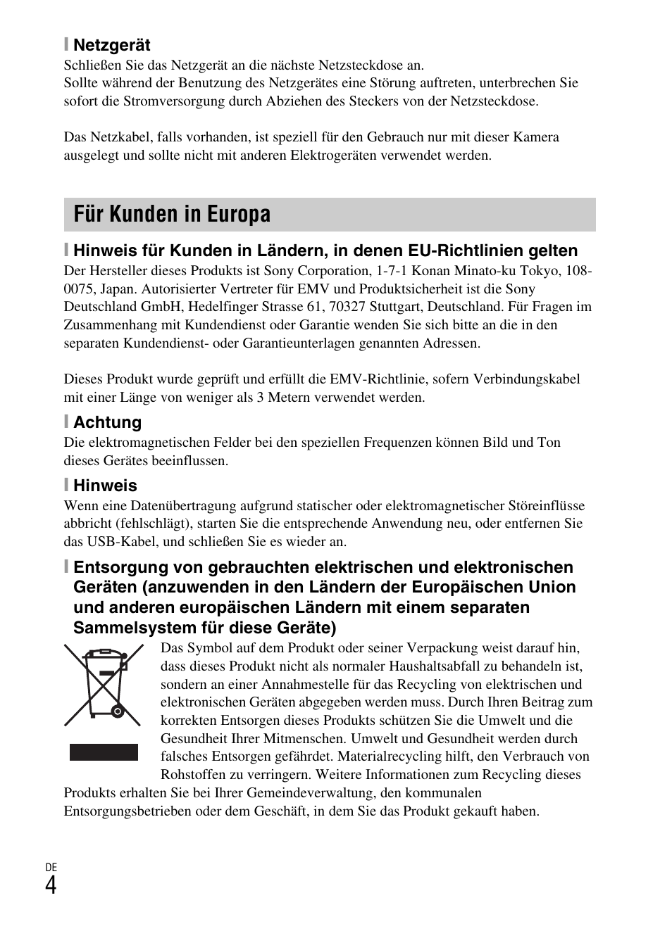 Für kunden in europa | Sony DSC-TX77 User Manual | Page 152 / 551