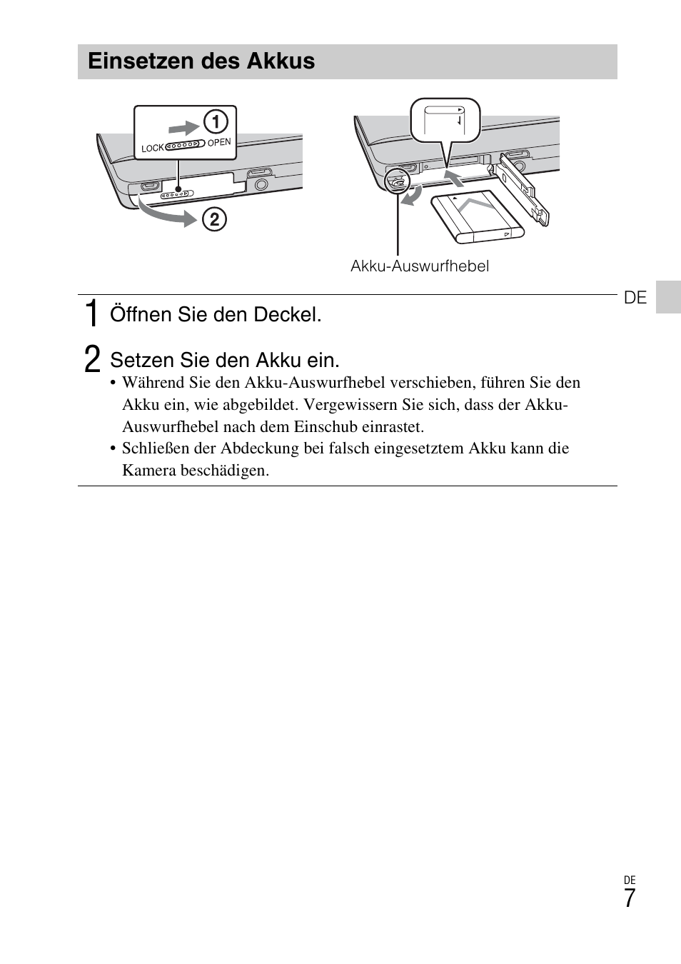 Einsetzen des akkus | Sony DSC-TX77 User Manual | Page 155 / 551