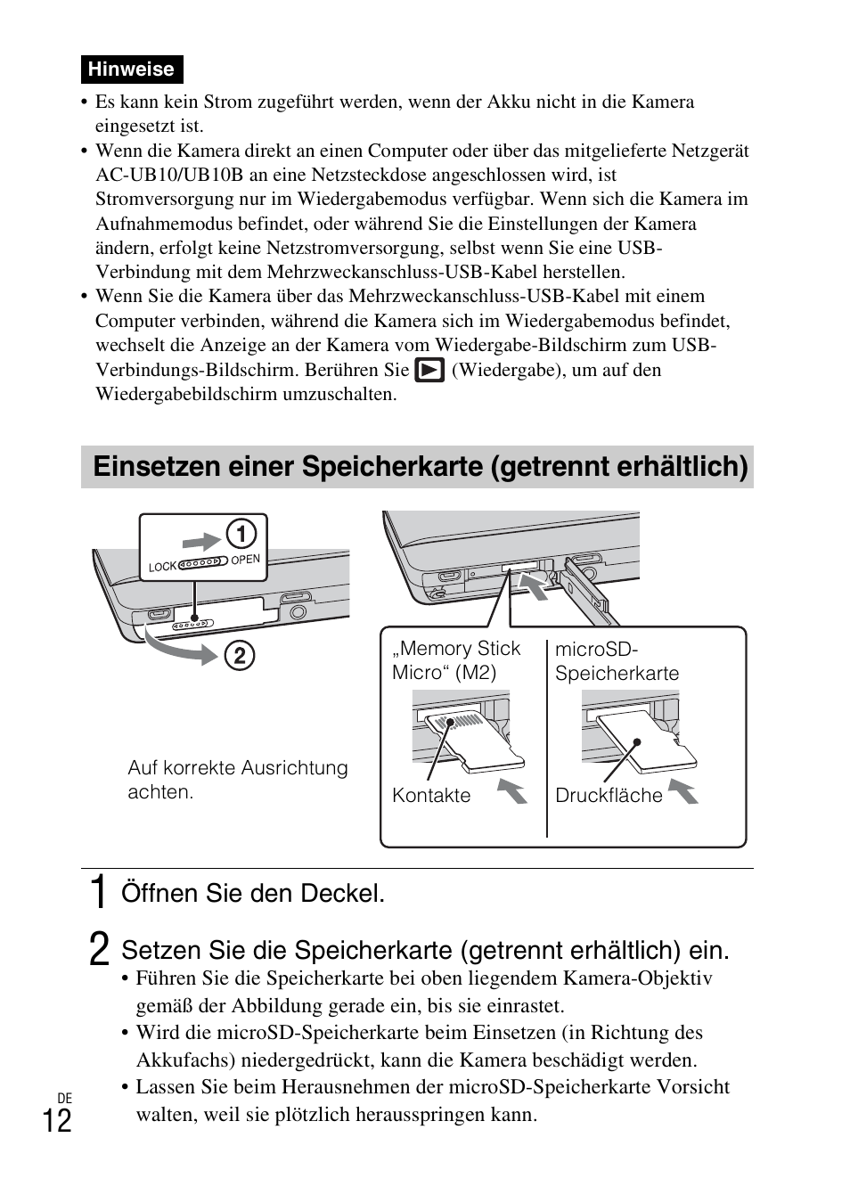 Öffnen sie den deckel | Sony DSC-TX77 User Manual | Page 160 / 551