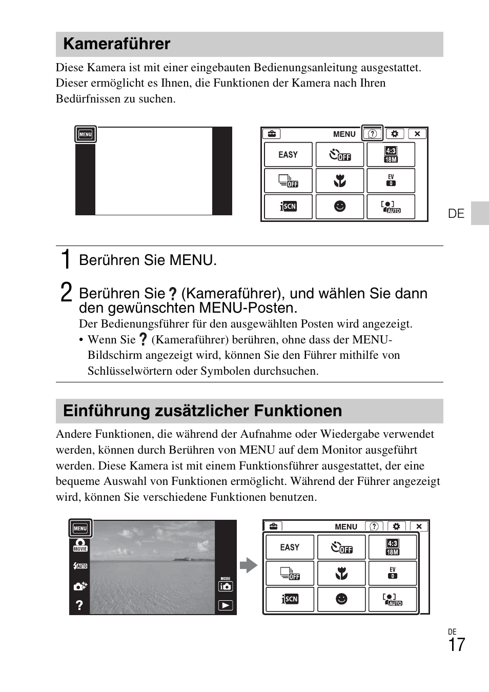 Kameraführer, Einführung zusätzlicher funktionen | Sony DSC-TX77 User Manual | Page 165 / 551