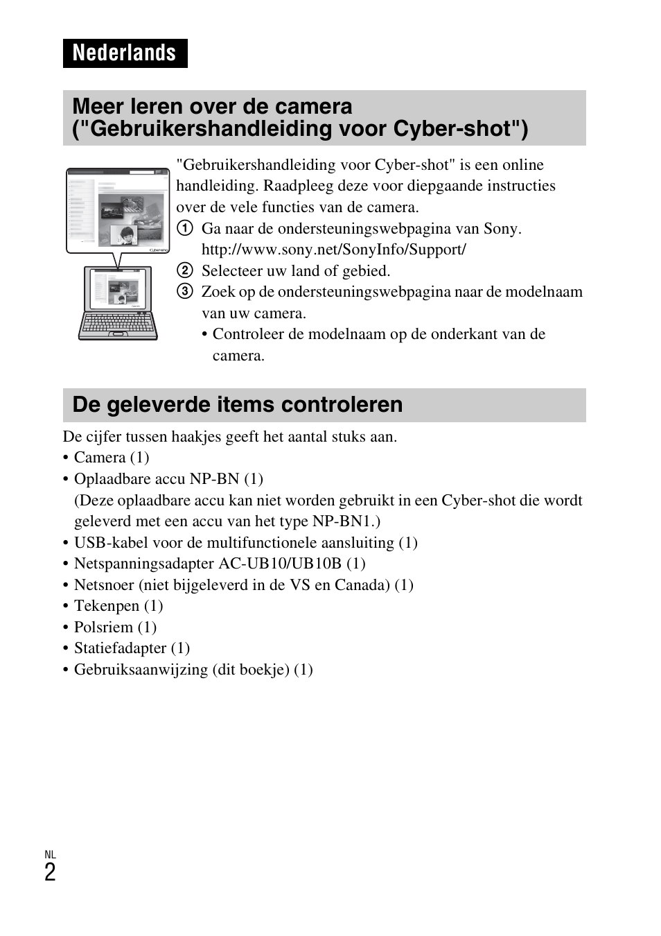 Nederlands, De geleverde items controleren | Sony DSC-TX77 User Manual | Page 178 / 551