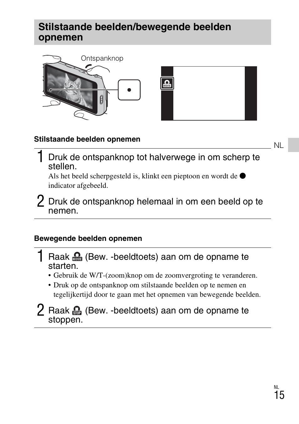 Stilstaande beelden/bewegende beelden opnemen | Sony DSC-TX77 User Manual | Page 191 / 551