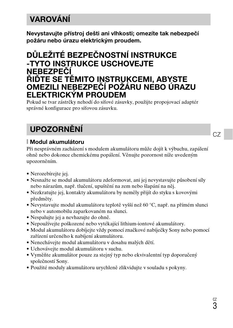 Varování upozornění | Sony DSC-TX77 User Manual | Page 235 / 551