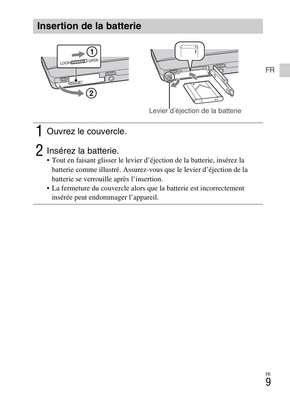 Insertion de la batterie | Sony DSC-TX77 User Manual | Page 39 / 551