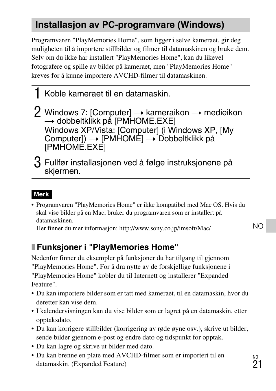 Installasjon av pc-programvare (windows) | Sony DSC-TX77 User Manual | Page 395 / 551