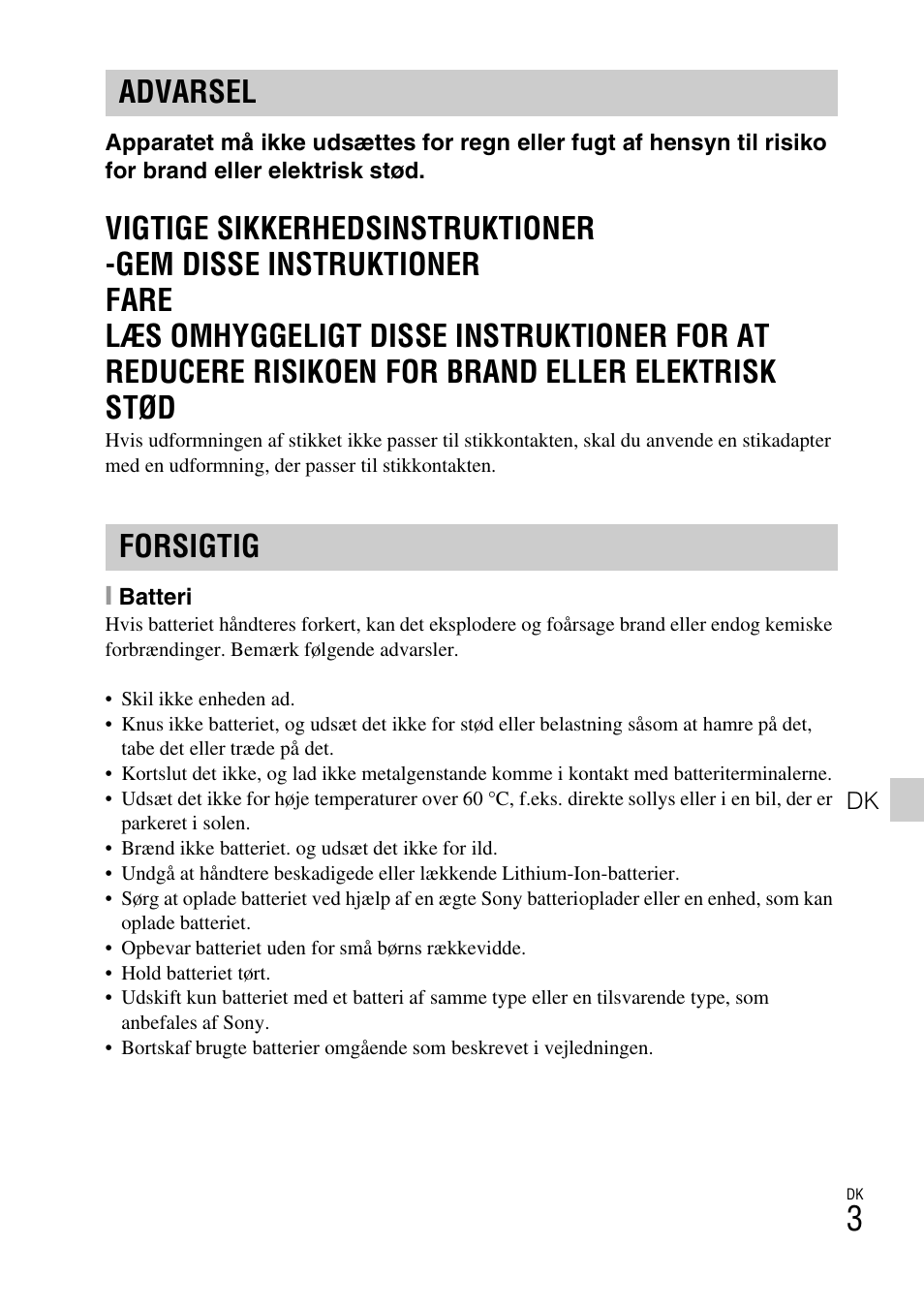 Advarsel forsigtig | Sony DSC-TX77 User Manual | Page 405 / 551