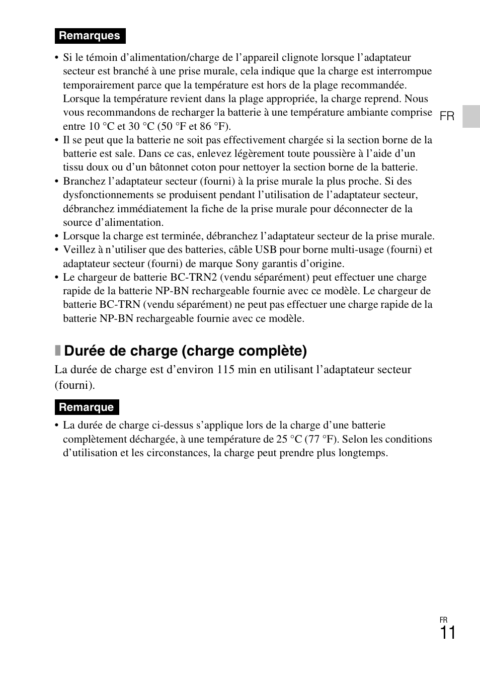 Xdurée de charge (charge complète) | Sony DSC-TX77 User Manual | Page 41 / 551