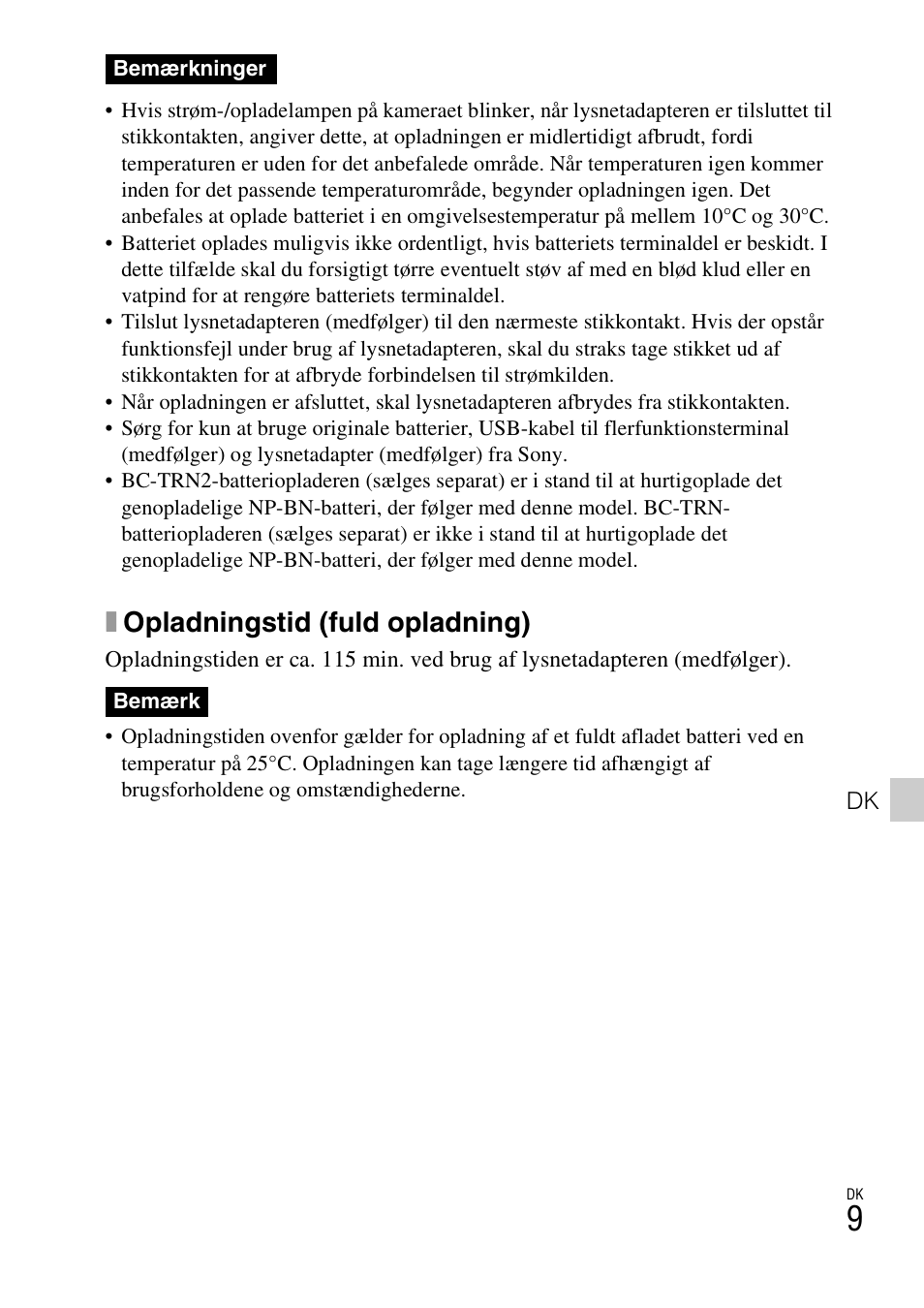 Xopladningstid (fuld opladning) | Sony DSC-TX77 User Manual | Page 411 / 551