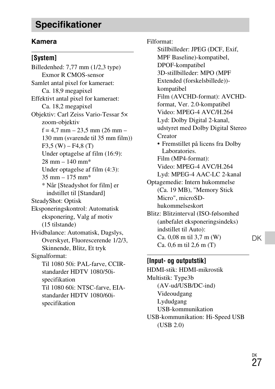 Specifikationer | Sony DSC-TX77 User Manual | Page 429 / 551
