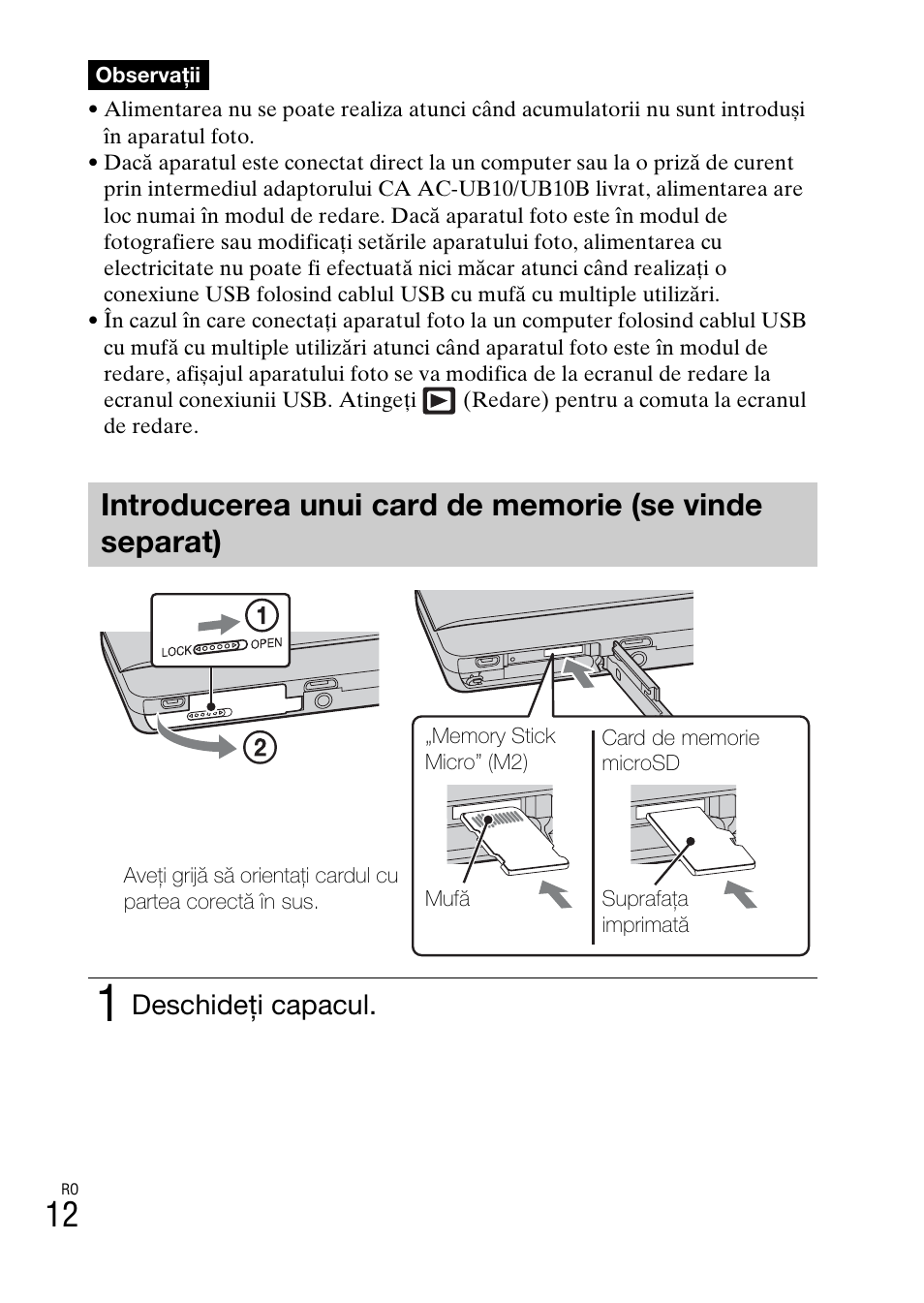 Deschideţi capacul | Sony DSC-TX77 User Manual | Page 470 / 551