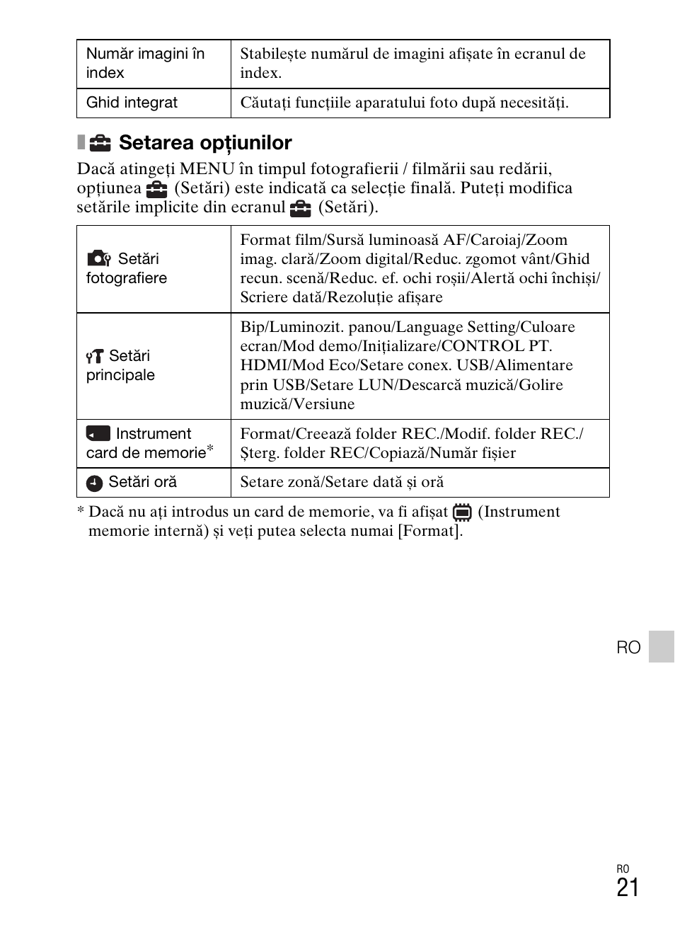 Xsetarea opţiunilor | Sony DSC-TX77 User Manual | Page 479 / 551