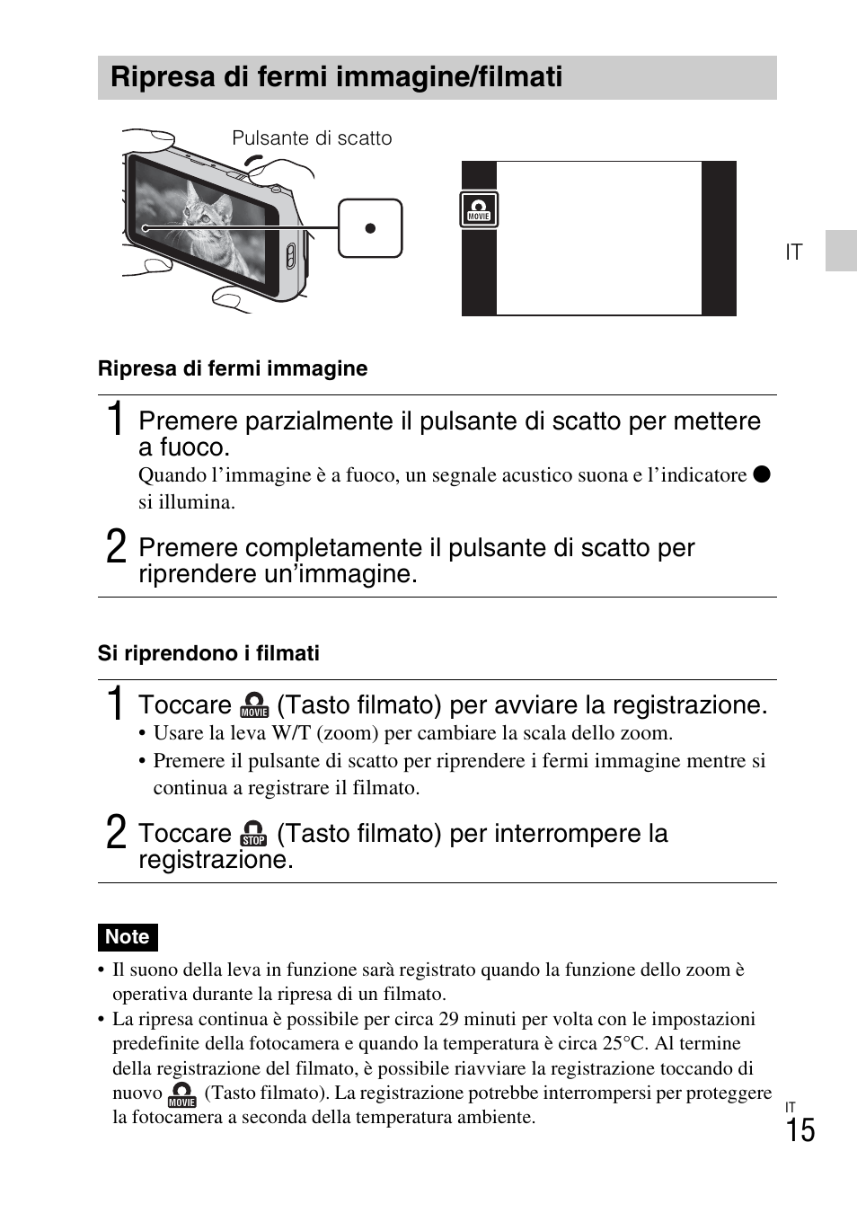 Ripresa di fermi immagine/filmati | Sony DSC-TX77 User Manual | Page 77 / 551