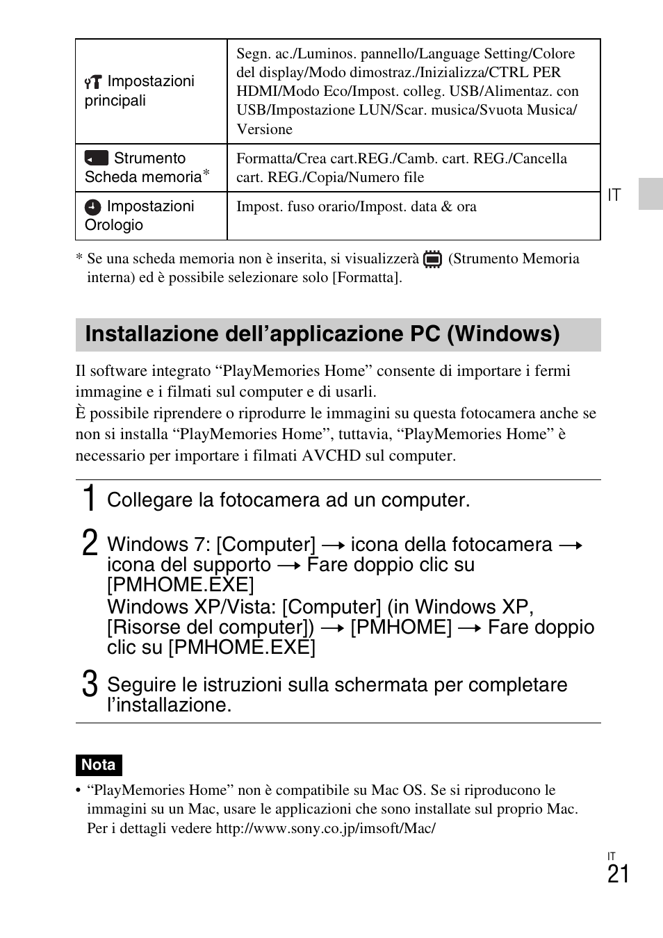 Installazione dell’applicazione pc (windows) | Sony DSC-TX77 User Manual | Page 83 / 551