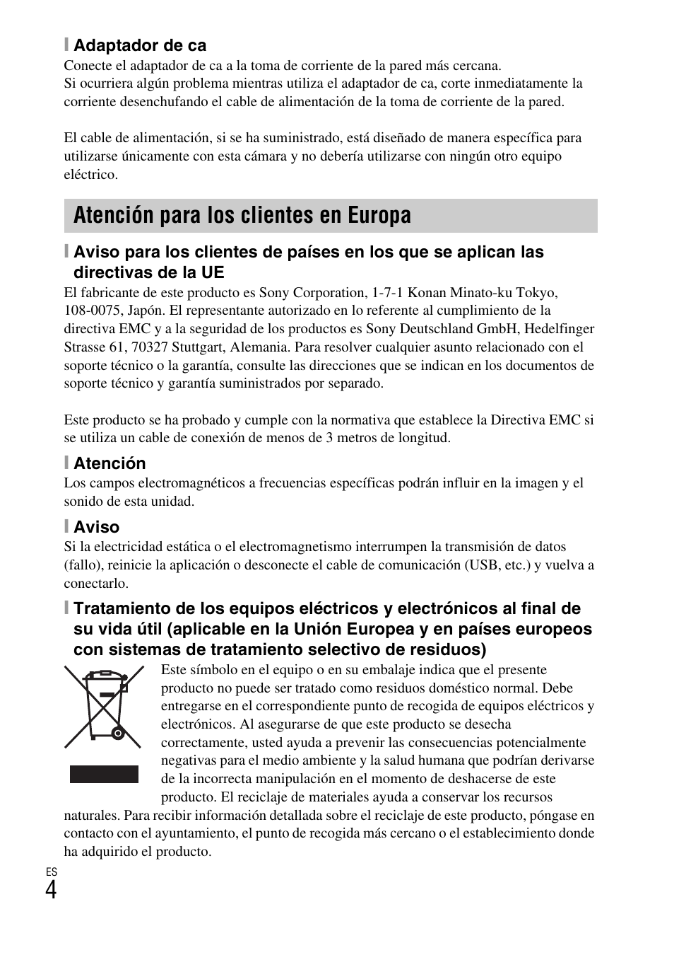 Atención para los clientes en europa | Sony DSC-TX77 User Manual | Page 94 / 551