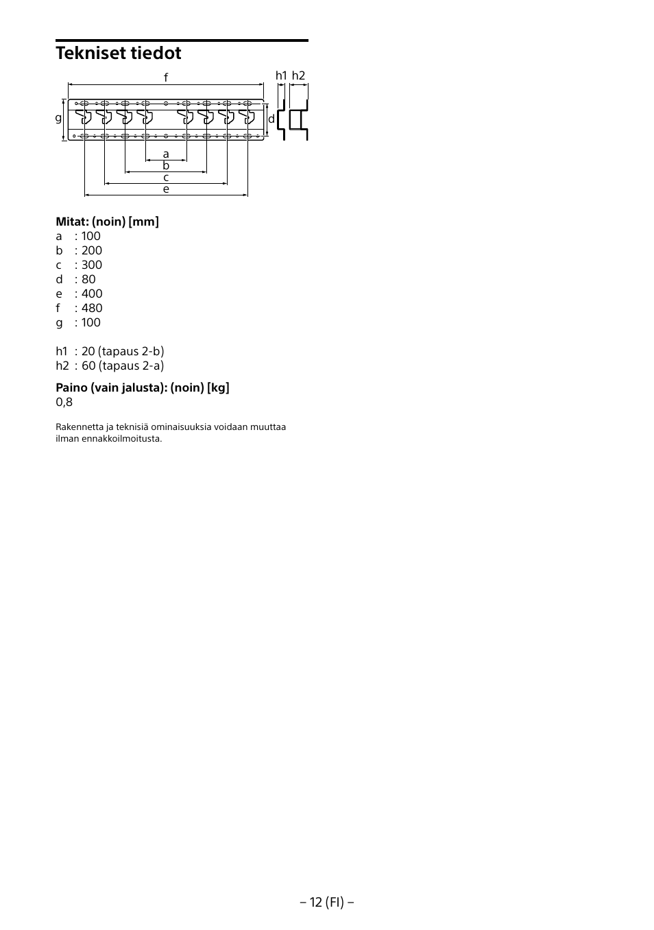 Tekniset tiedot | Sony KDL-40R453B User Manual | Page 122 / 321