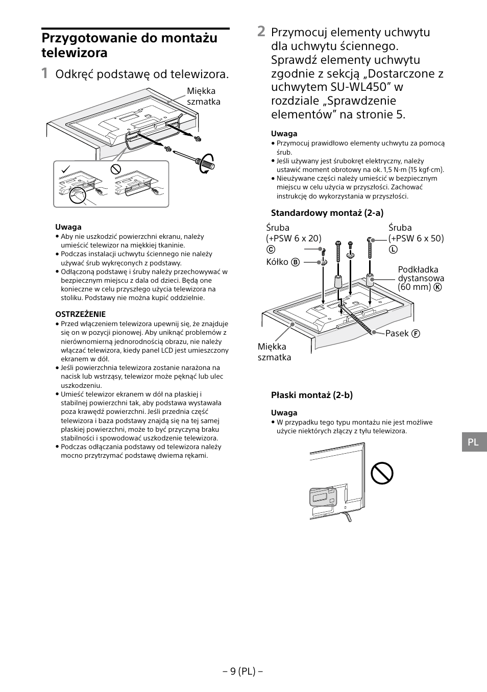 Przygotowanie do montażu telewizora, Odkręć podstawę od telewizora | Sony KDL-40R453B User Manual | Page 86 / 321