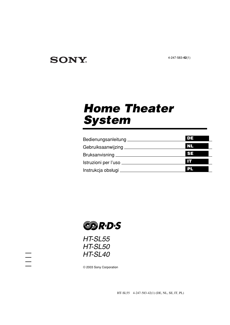 Sony HT-SL40 User Manual | 216 pages