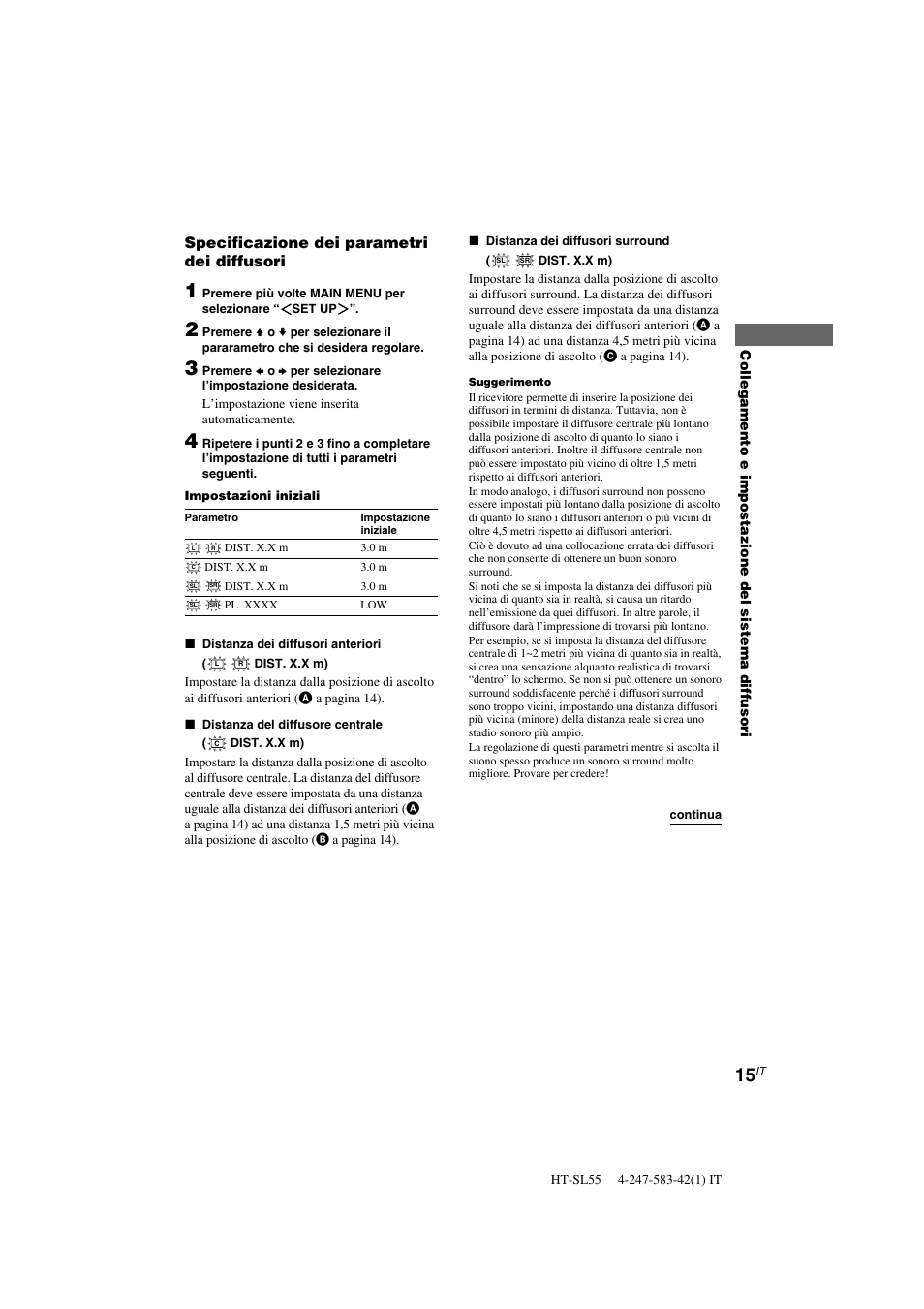 Specificazione dei parametri dei diffusori | Sony HT-SL40 User Manual | Page 144 / 216