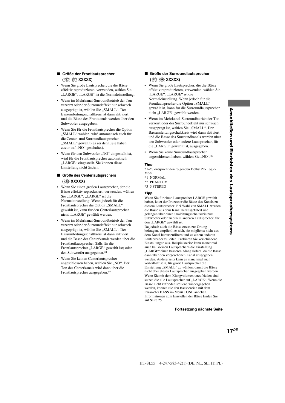 Sony HT-SL40 User Manual | Page 17 / 216
