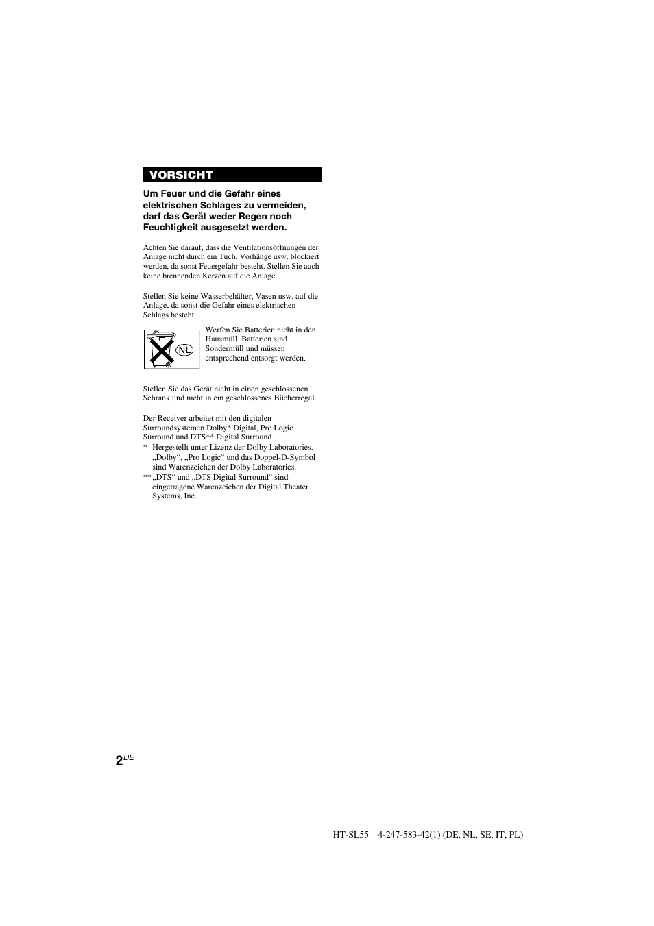 Sony HT-SL40 User Manual | Page 2 / 216