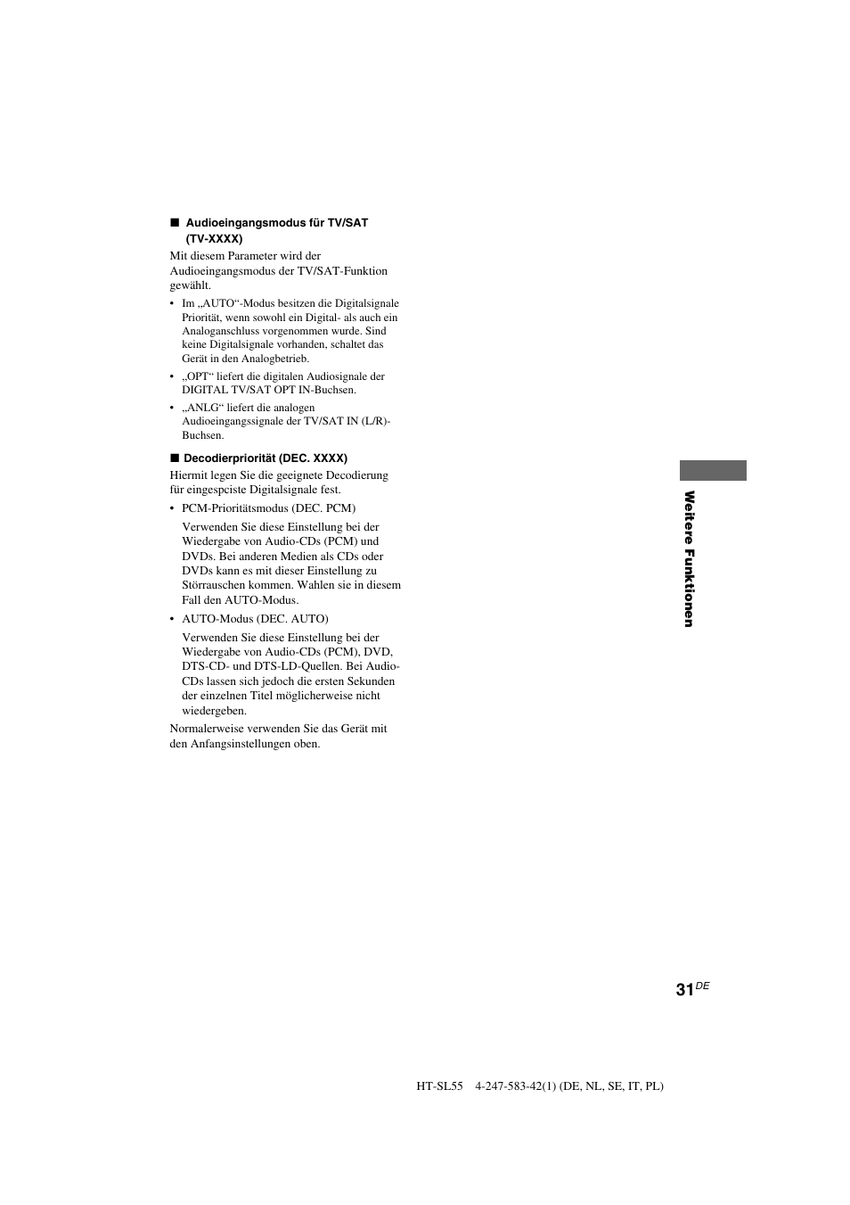 Sony HT-SL40 User Manual | Page 31 / 216
