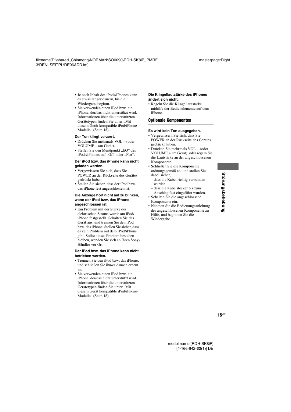 Sony RDH-SK8iP User Manual | Page 15 / 96