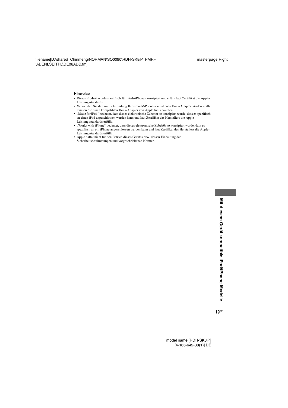Sony RDH-SK8iP User Manual | Page 19 / 96