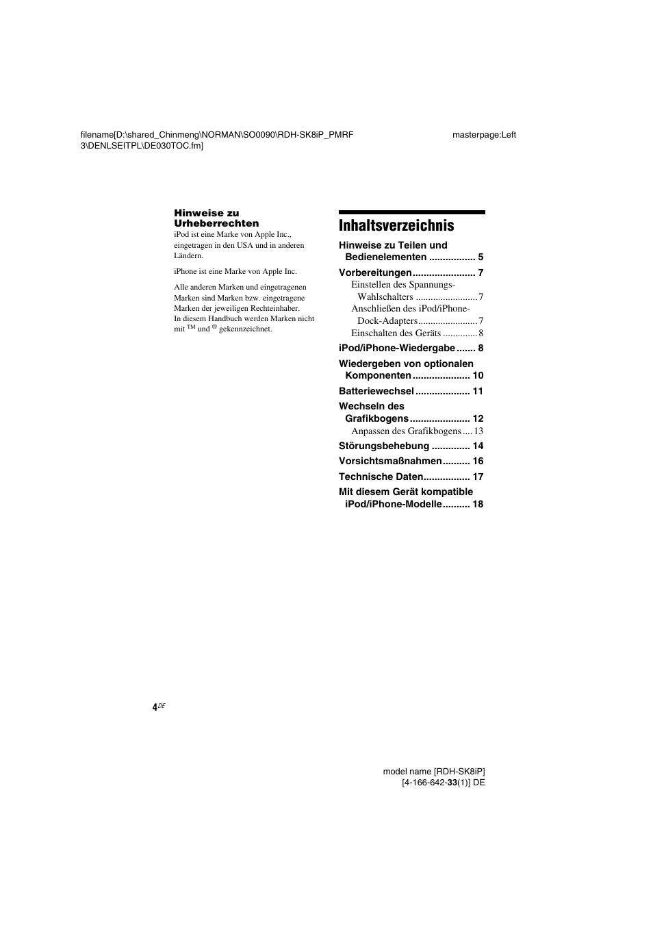 Sony RDH-SK8iP User Manual | Page 4 / 96