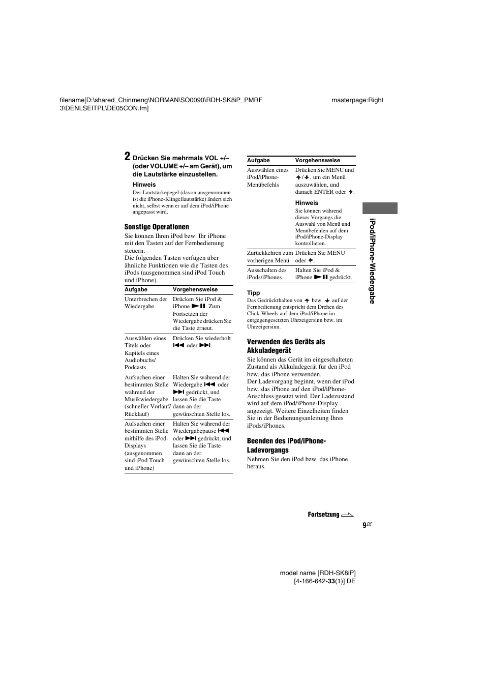 Seite 9, 1, Seite 9, 10), Seite 9) | Sony RDH-SK8iP User Manual | Page 9 / 96
