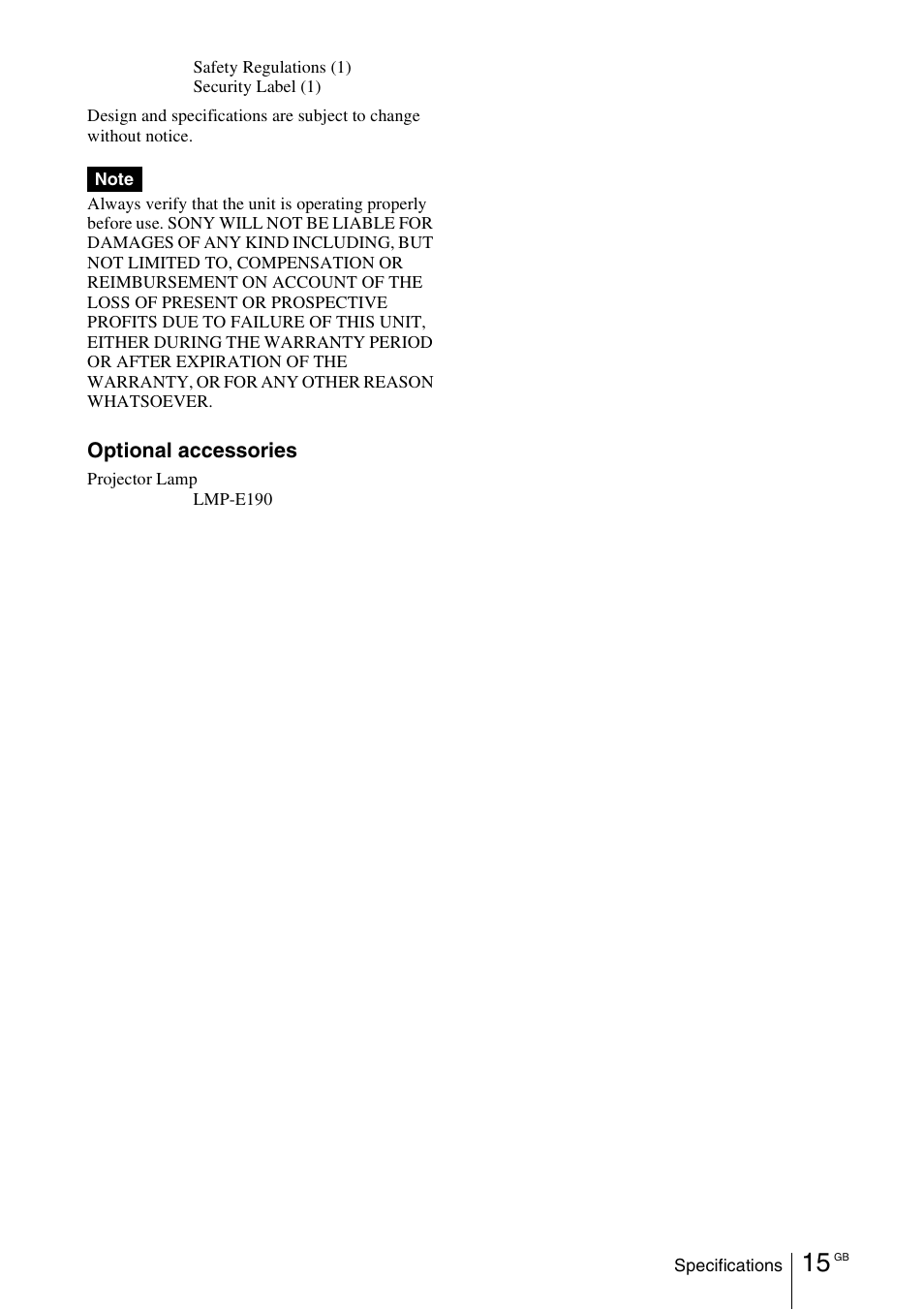 Sony VPL-EW5 User Manual | Page 31 / 107