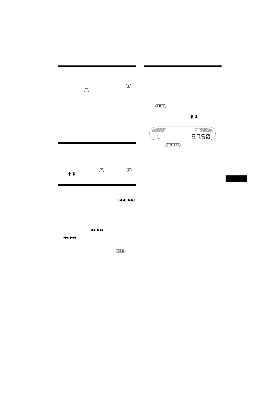 Handmatig opslaan, De opgeslagen zenders ontvangen, Automatisch afstemmen | Een zender via een lijst ontvangen, List-up | Sony MEX-R1 User Manual | Page 263 / 288