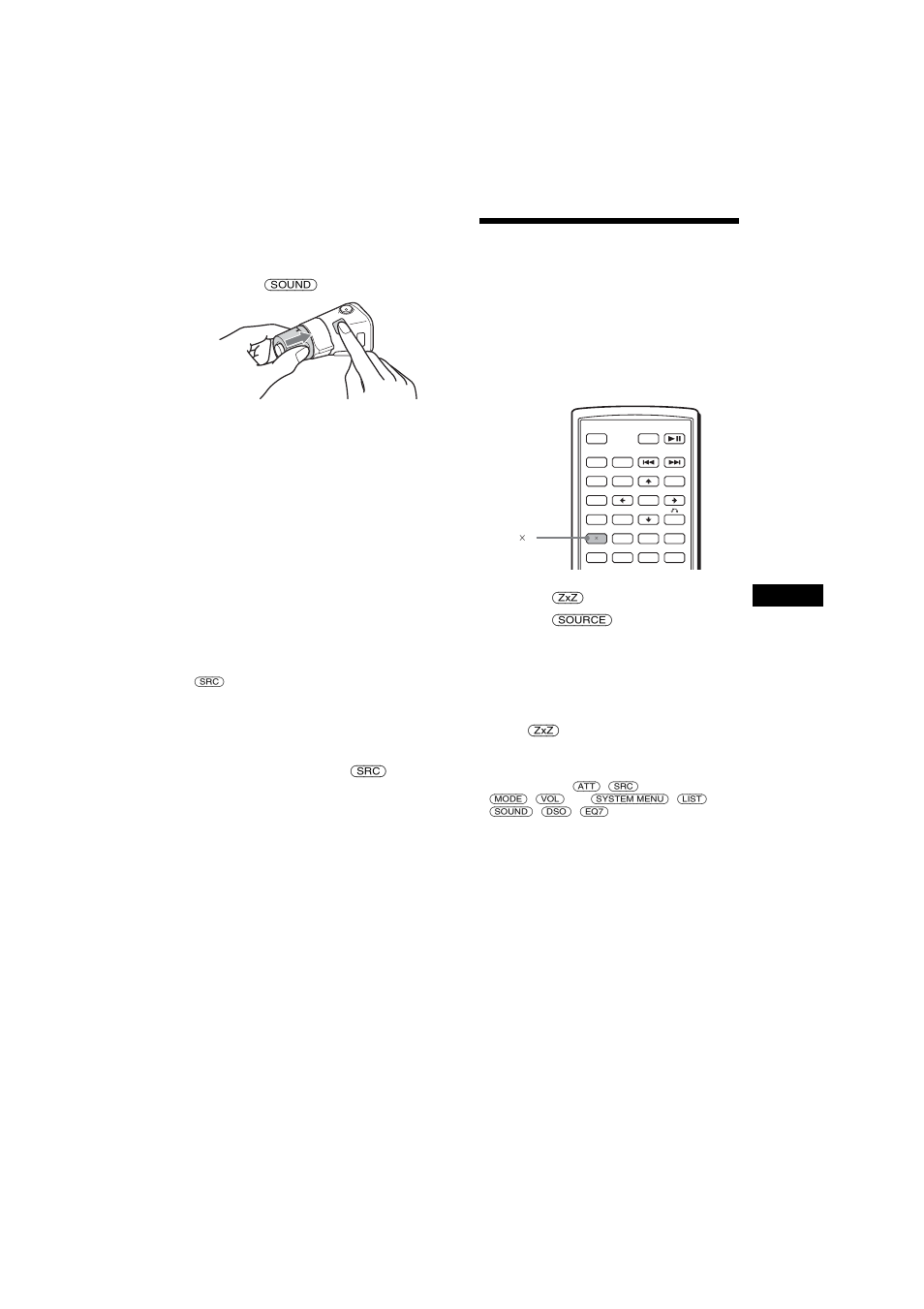 Schakelen tussen uitvoer voor/achter in de auto, Zone ° zone, Zone × zone | S 43, Extra audio-apparatuur | Sony MEX-R1 User Manual | Page 271 / 288