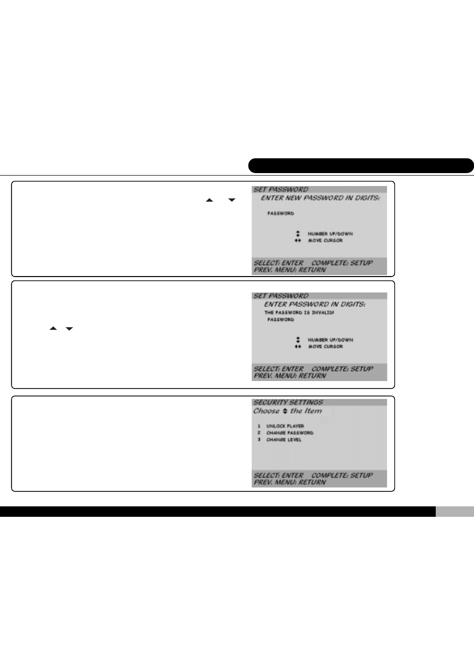 Setting the password and rating | Audiovox D1700 User Manual | Page 53 / 61