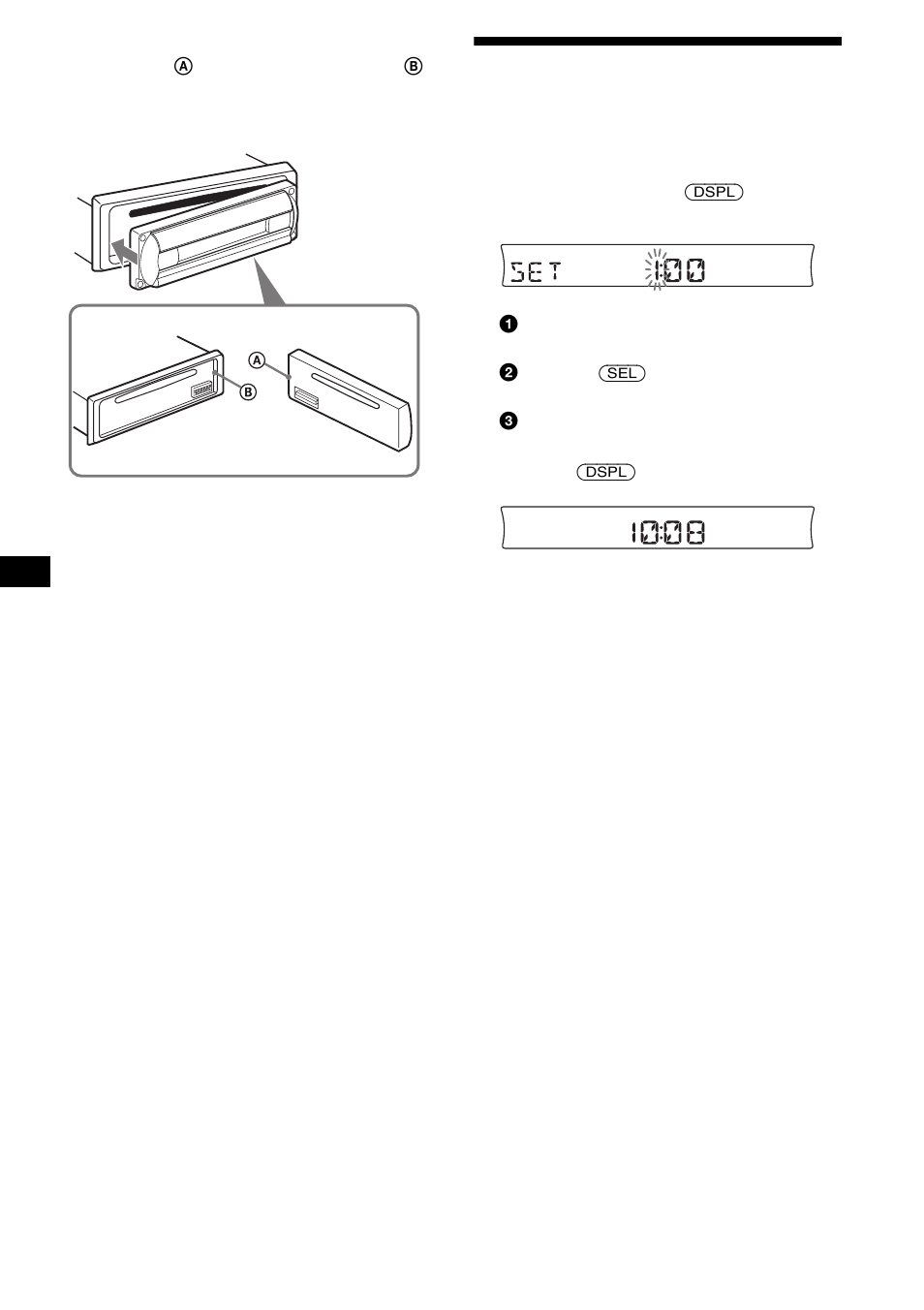 Klok instellen | Sony CDX-R3000 User Manual | Page 104 / 122