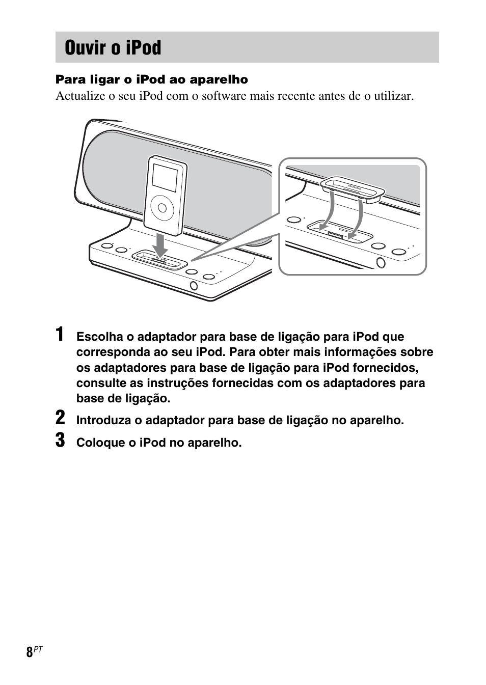 Ouvir o ipod | Sony SRS-GU10iP User Manual | Page 106 / 116