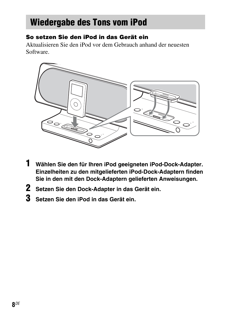 Wiedergabe des tons vom ipod | Sony SRS-GU10iP User Manual | Page 50 / 116