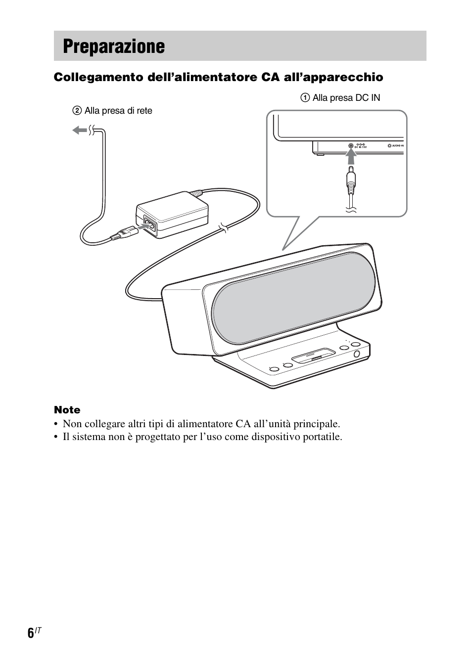Preparazione | Sony SRS-GU10iP User Manual | Page 90 / 116