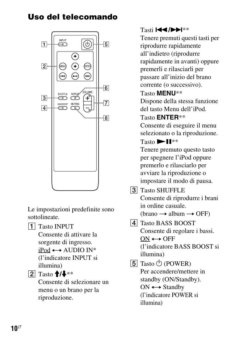 Uso del telecomando | Sony SRS-GU10iP User Manual | Page 94 / 116