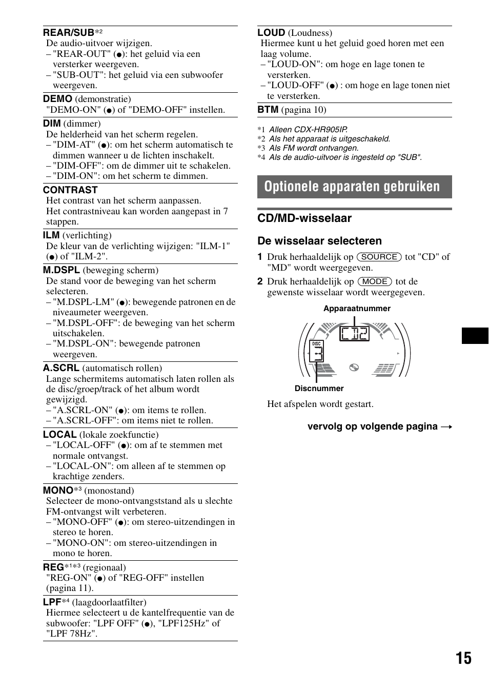 Optionele apparaten gebruiken, Cd/md-wisselaar | Sony CDX-H905iP User Manual | Page 105 / 136