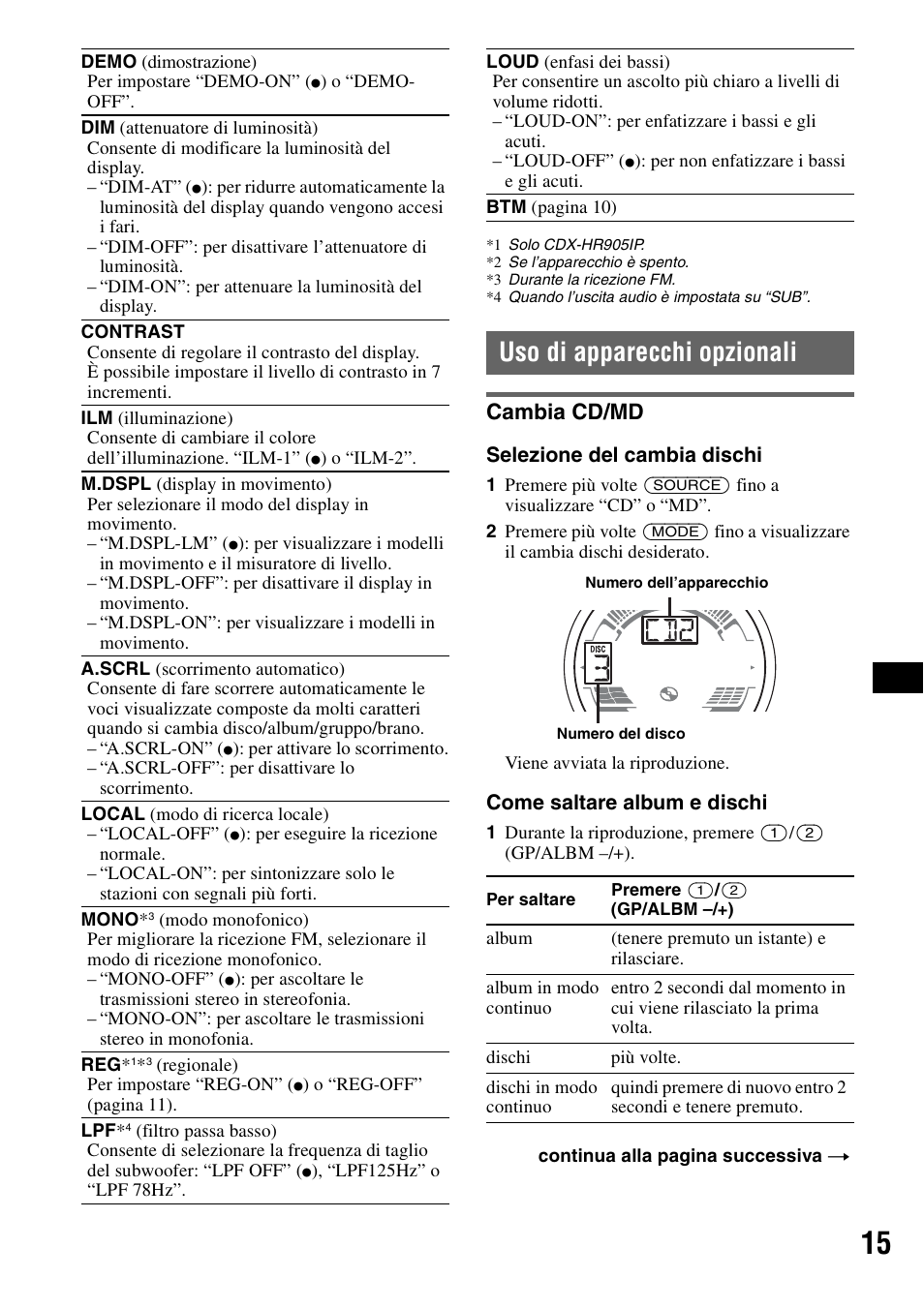 Uso di apparecchi opzionali, Cambia cd/md | Sony CDX-H905iP User Manual | Page 127 / 136