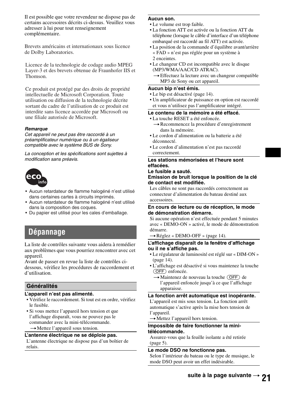 Dépannage | Sony CDX-H905iP User Manual | Page 45 / 136