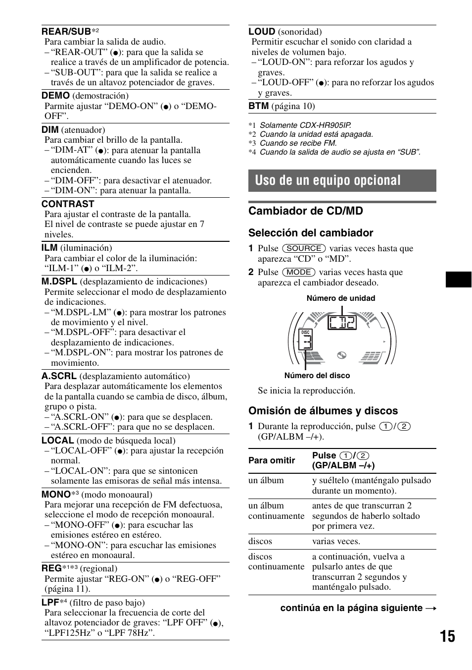 Uso de un equipo opcional, Cambiador de cd/md | Sony CDX-H905iP User Manual | Page 61 / 136