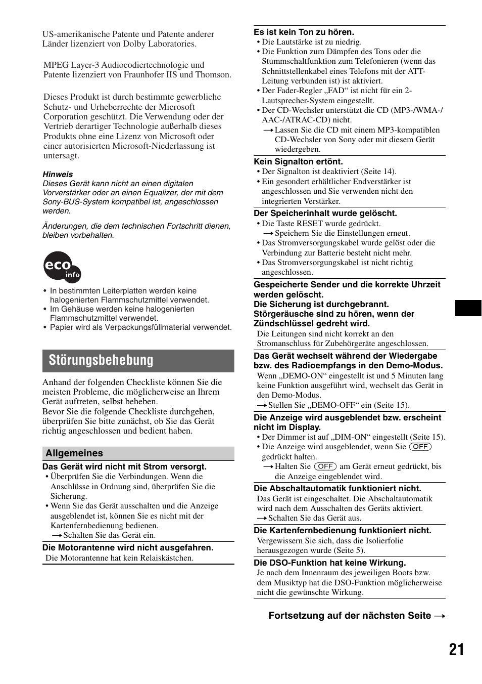 Störungsbehebung | Sony CDX-H905iP User Manual | Page 89 / 136