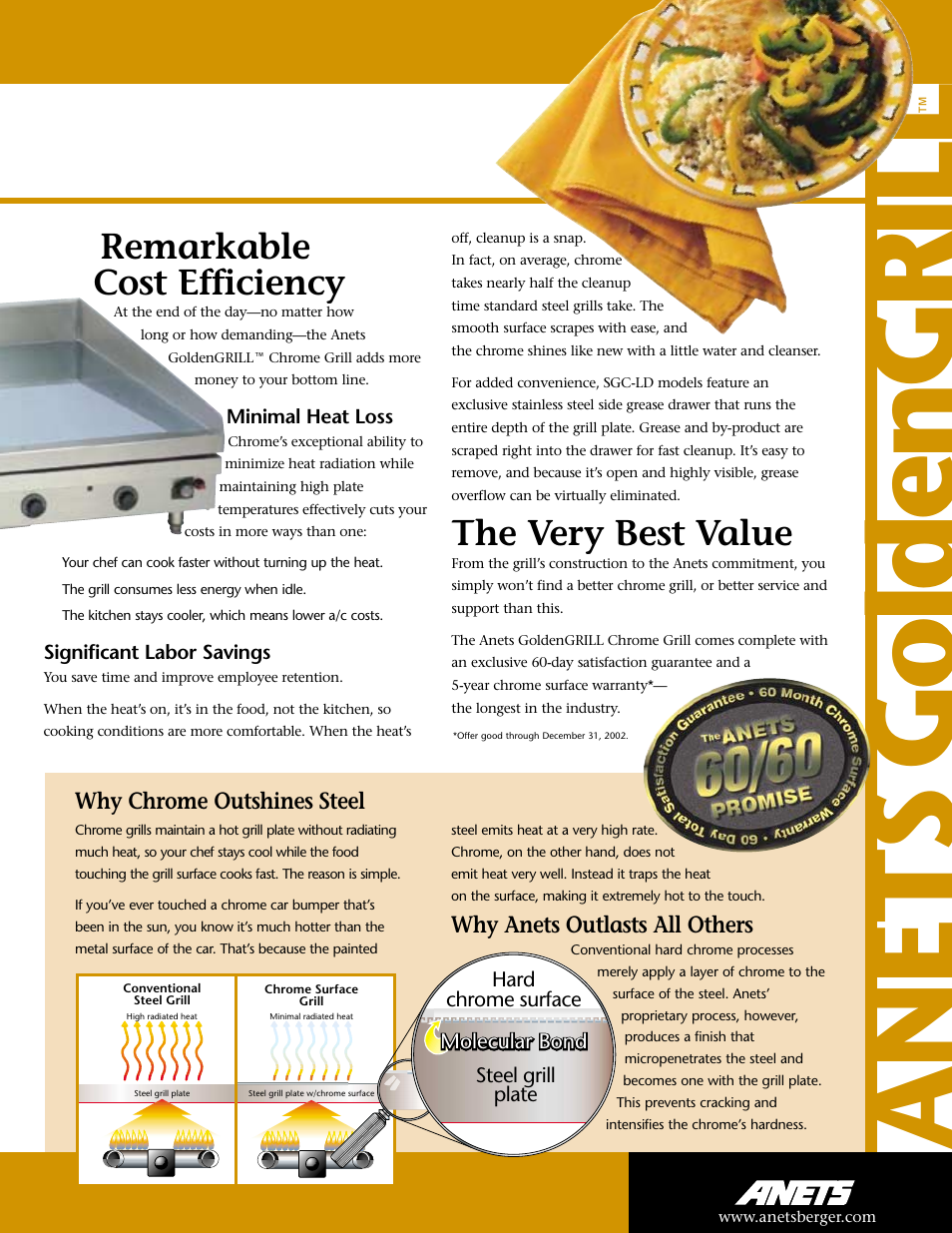 Anets g oldengrill, Remarkable cost efficiency, The very best value | Why chrome outshines steel, Why anets outlasts all others | Anetsberger Brothers Chrome Grills User Manual | Page 3 / 4