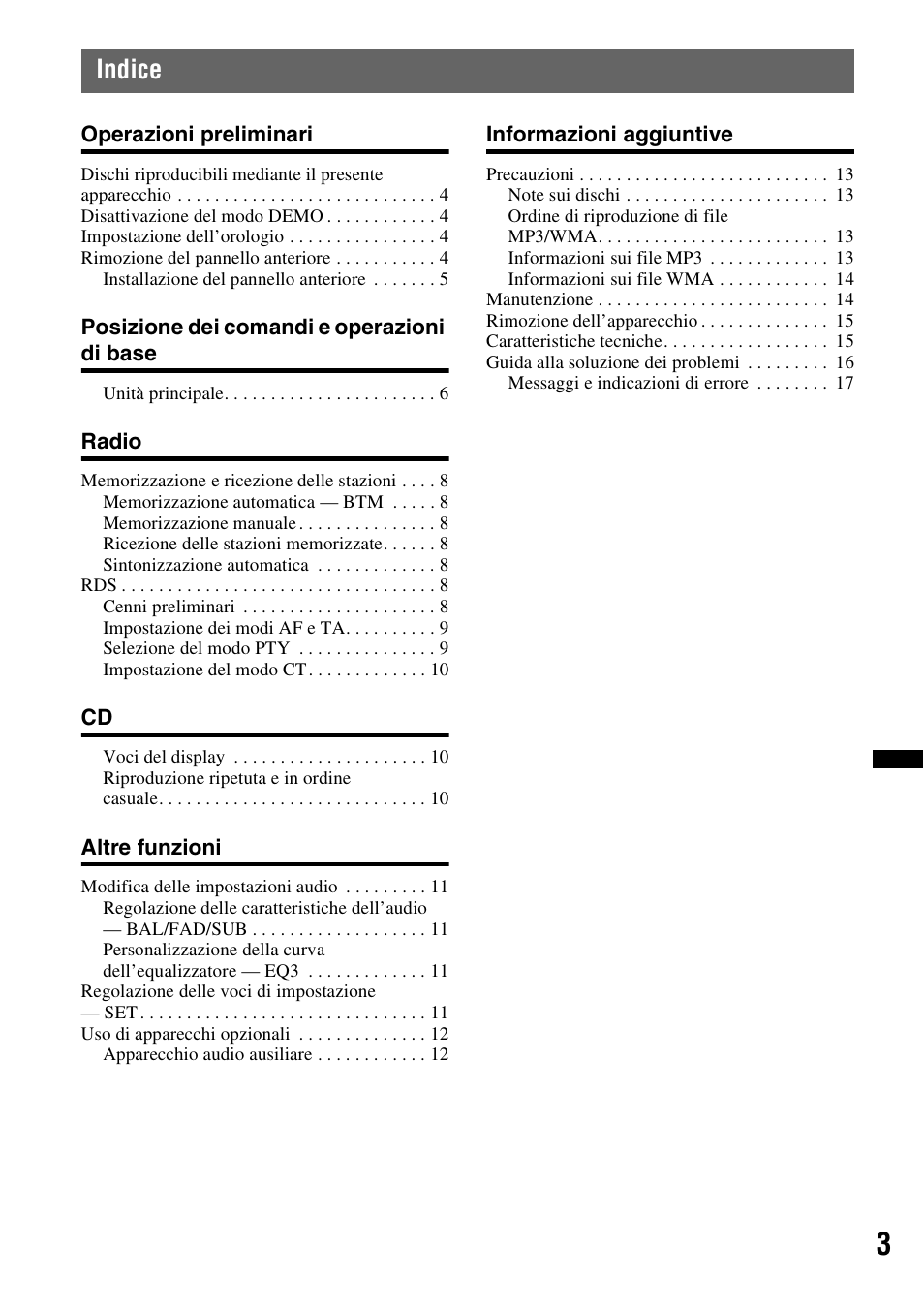 Indice | Sony CDX-GT240 User Manual | Page 51 / 84