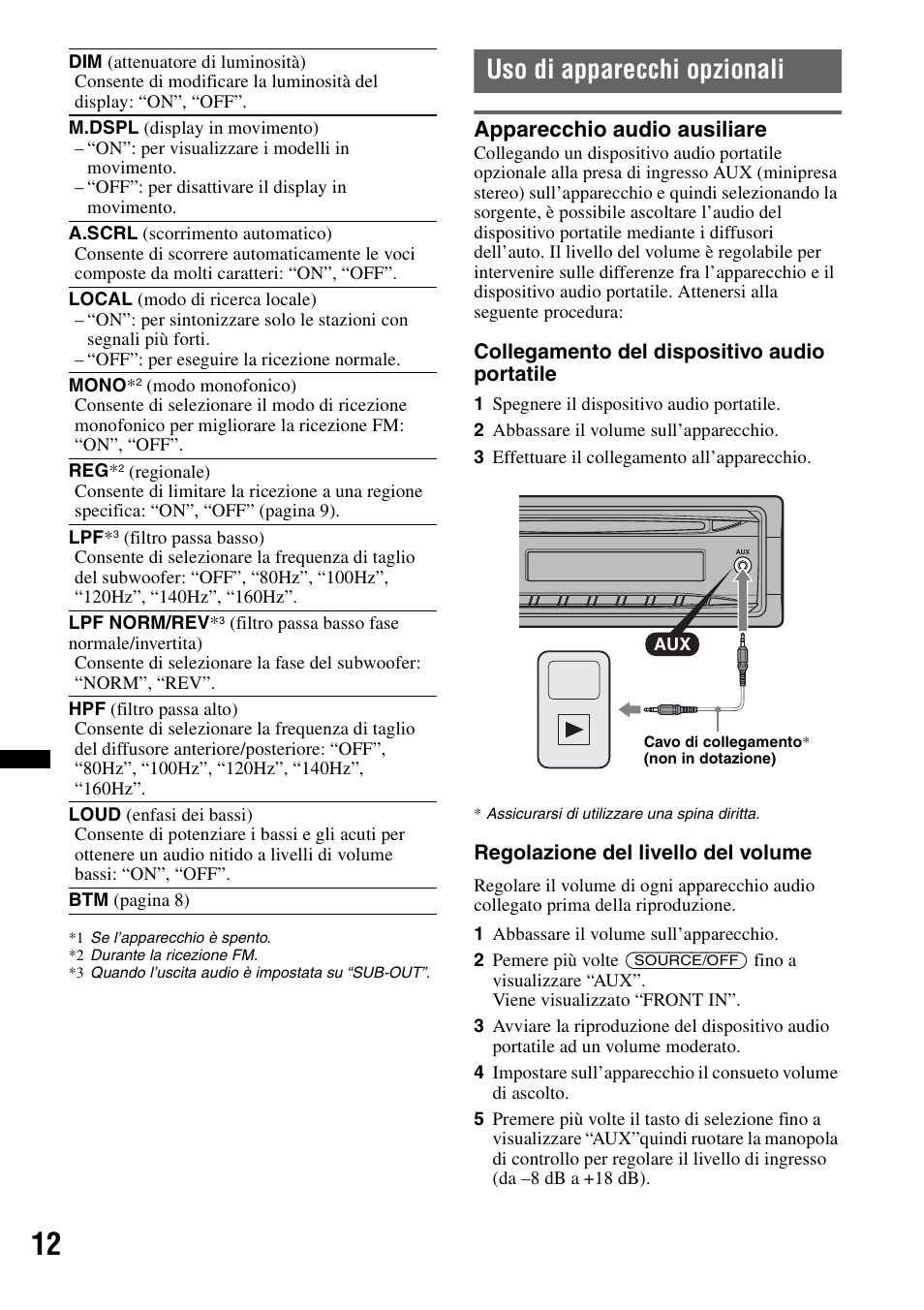 Uso di apparecchi opzionali, Apparecchio audio ausiliare | Sony CDX-GT240 User Manual | Page 60 / 84