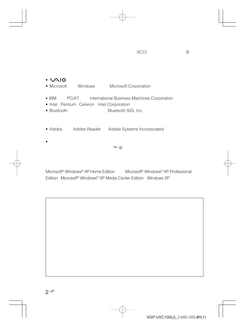 Newcid font] 2 | Sony VGP-UVC100 User Manual | Page 2 / 103